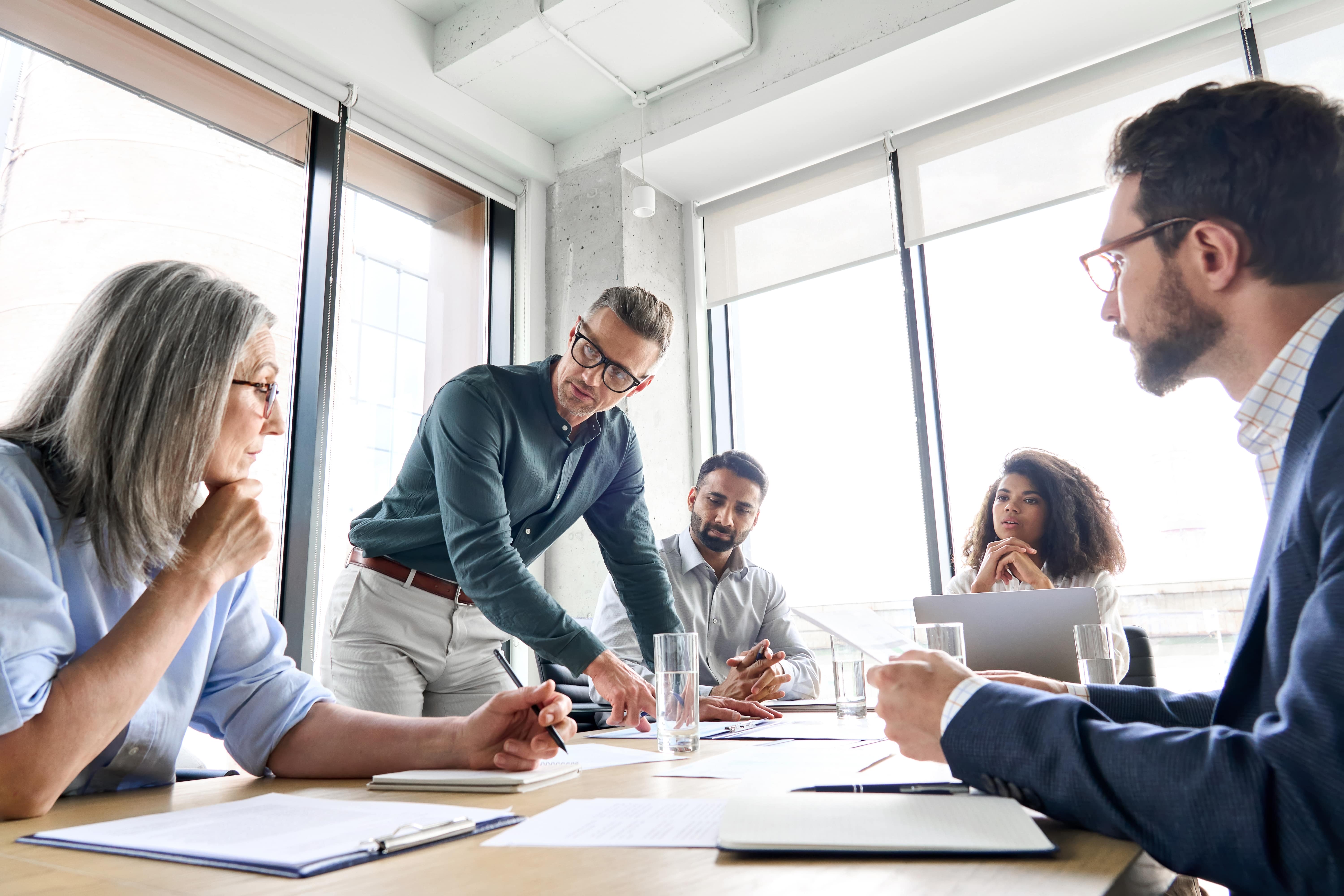 A corporate job meeting